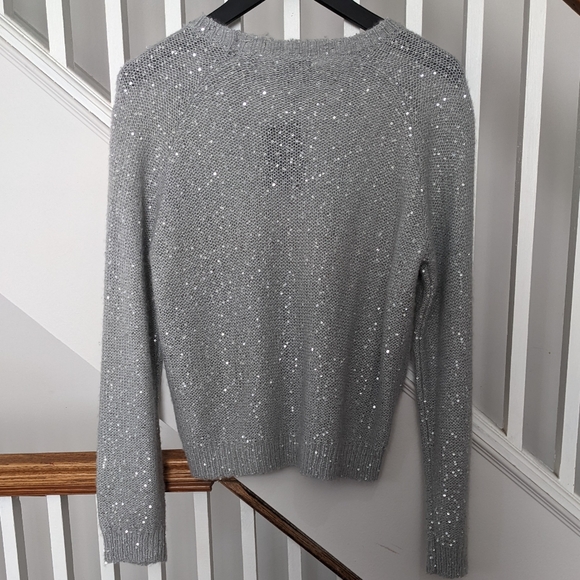 BNWT ATM Wool Blend Long Sleeve Sequin Sweater - Fog - Picture 5 of 10